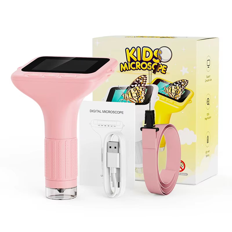 Microscope for Kids 3-Inch Eye-Protection LCD Screen Digital Microscope Scientific Educational Toys Gifts for Christmas Birthday