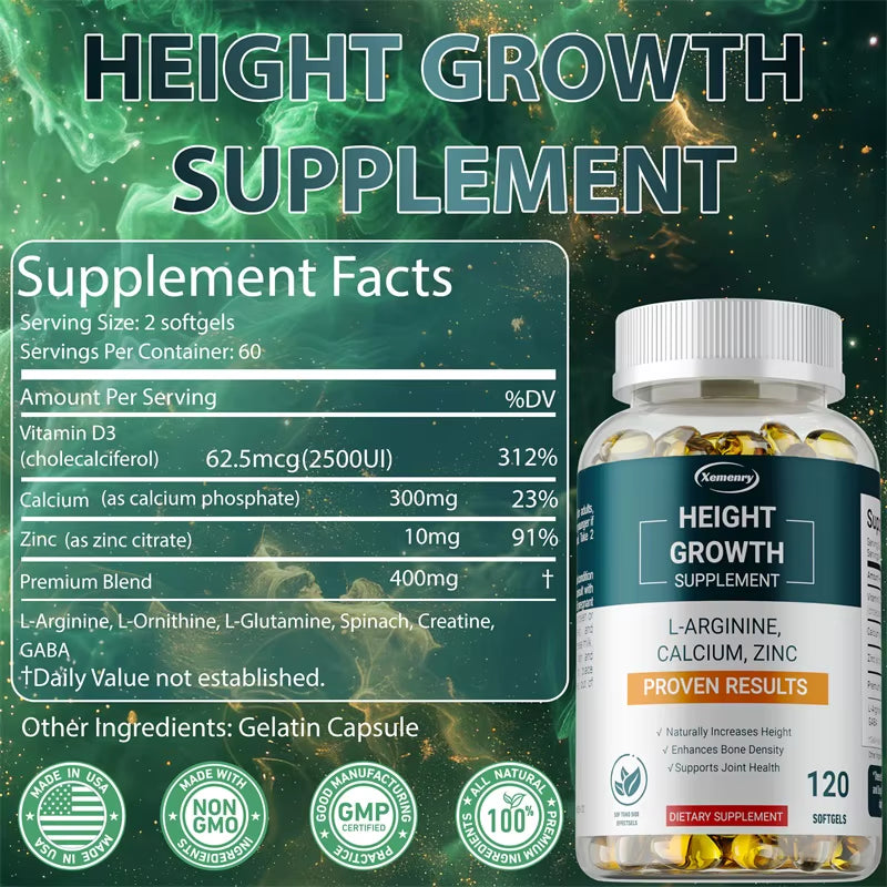 Height Growth Supplements - Bone Strengthening and Growth Promotion for Children, Teens and Adults