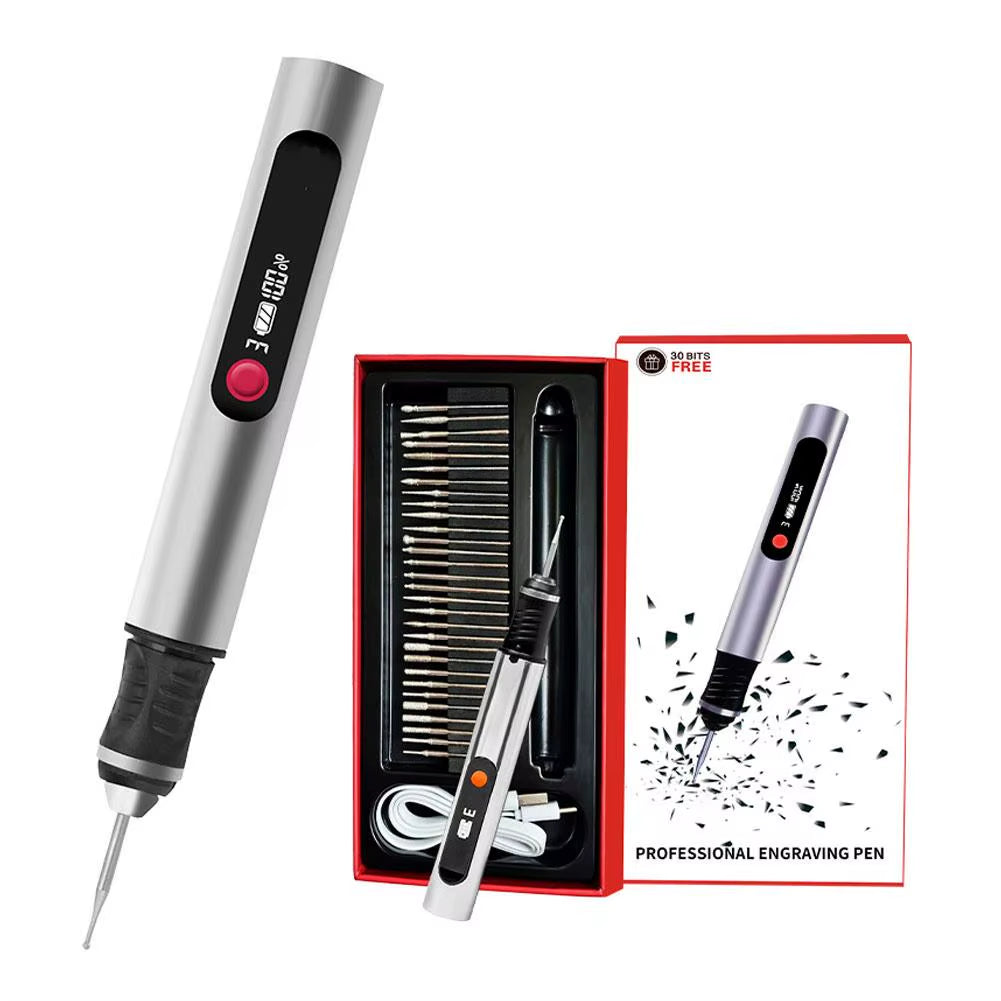 Electric Engraving Pen Set Mini Rotary Tool for Stone Wood Carving Artifacts Jewelry Grinding with 30Pcs Files (USB Interface)